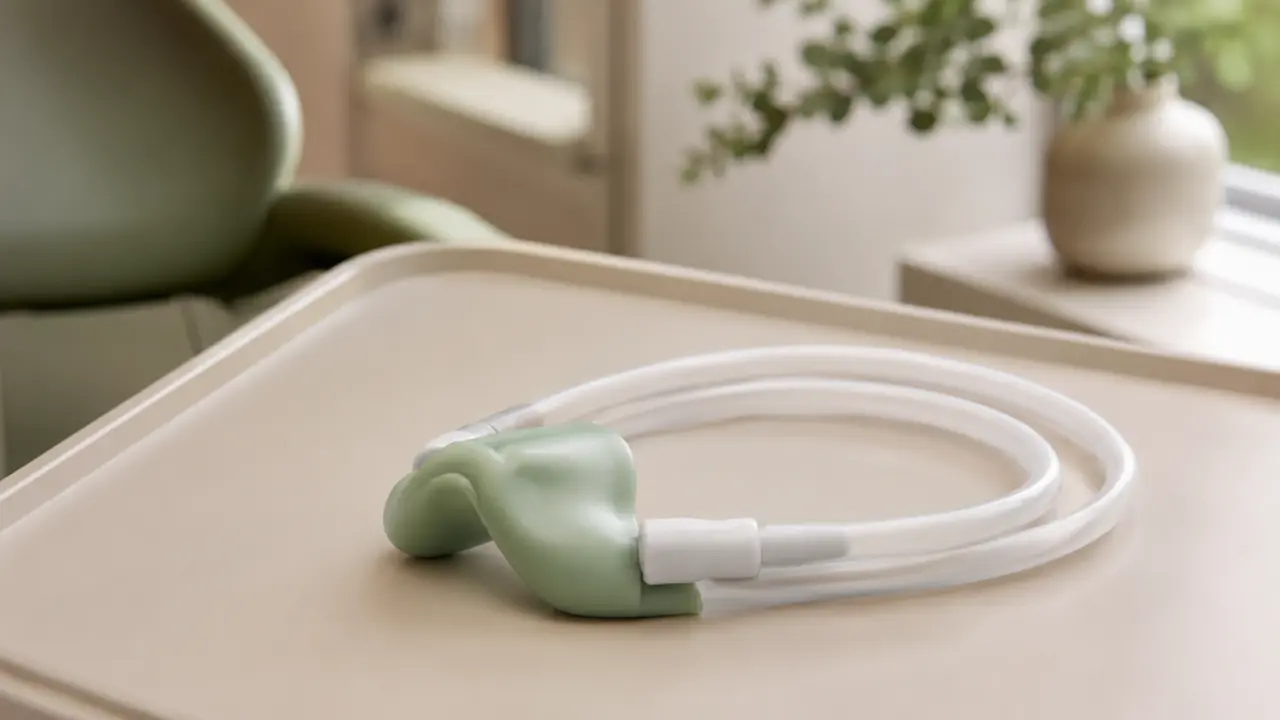 Soft nasal hood used to deliver nitrous oxide laughing gas at Village Dental in Raleigh, NC