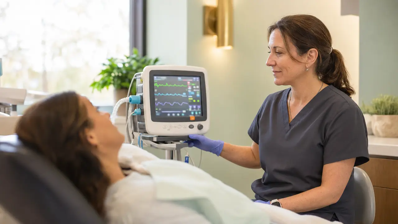 Village Dental team member monitoring a patient during IV sedation in Raleigh, NC