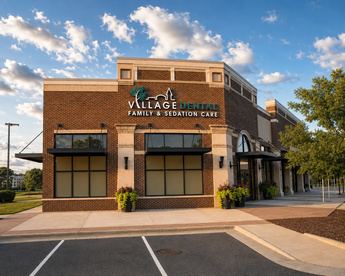 Exterior of the Village Dental — Brier Creek office at 4203 Corners Pkwy, Raleigh NC