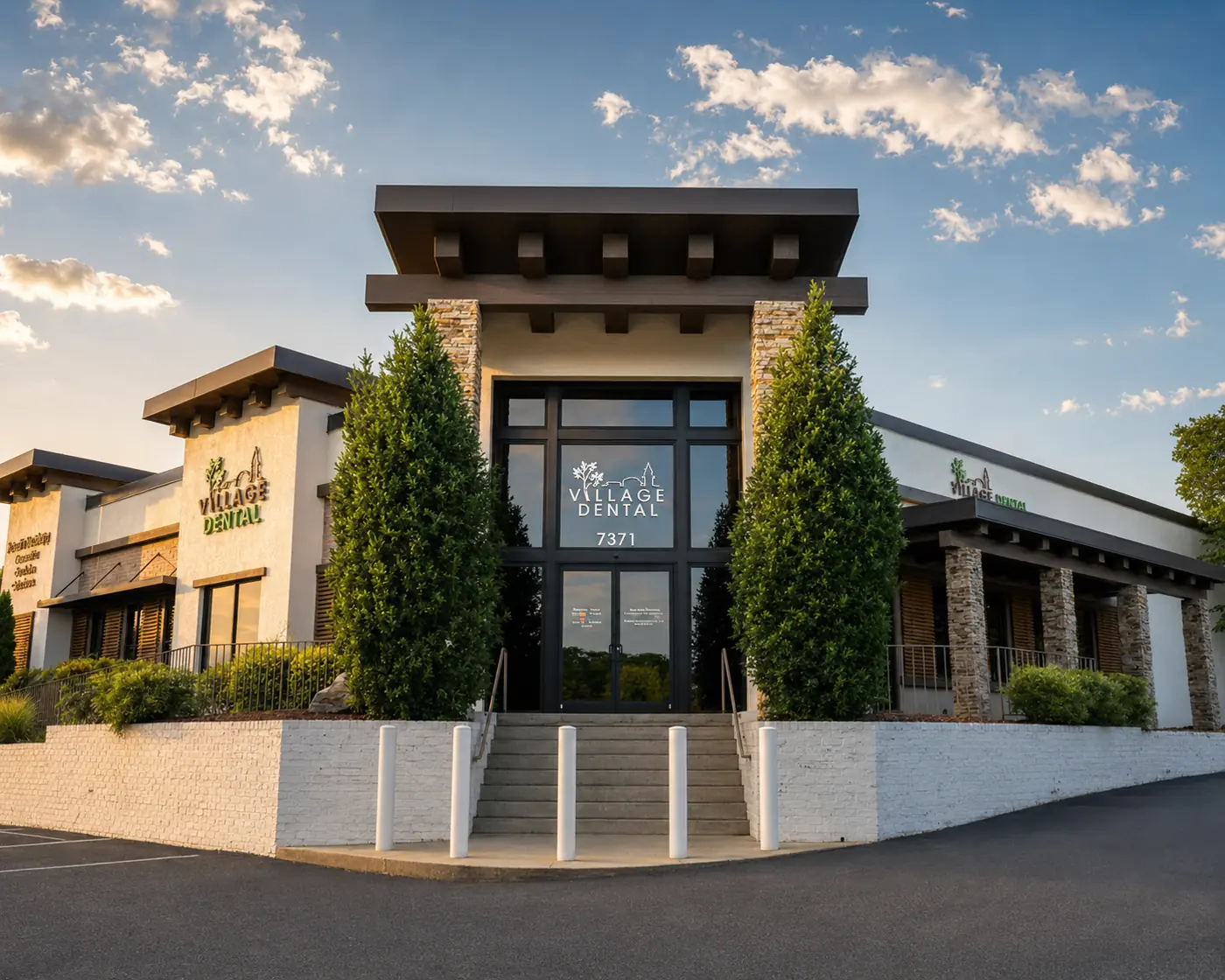 Exterior of the Village Dental — North Raleigh office at 7371 Six Forks Rd, Raleigh NC