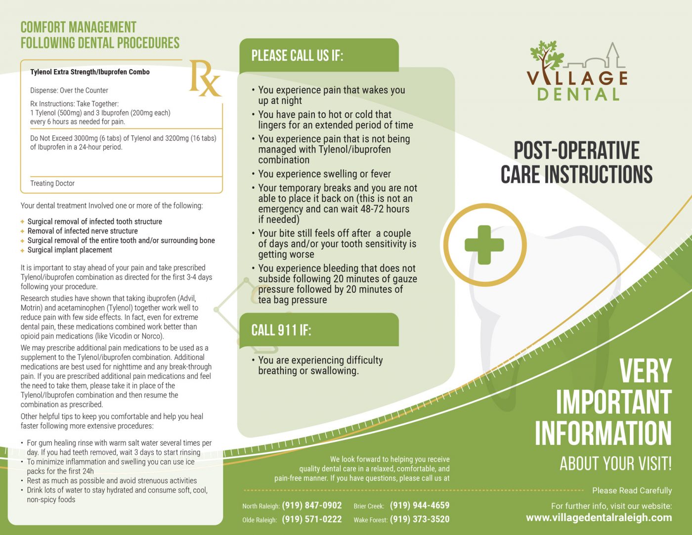 Post operative instructions village dental